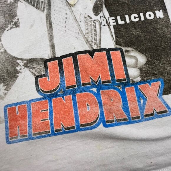 Jimi Hendrix T-shirt  Small Lace Up Short Sleeve Graphic Rockin Artwork White - Picture 2 of 11
